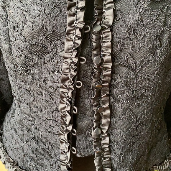 Sandra Darren Satin Lace Evening Jacket - Picture 8 of 15